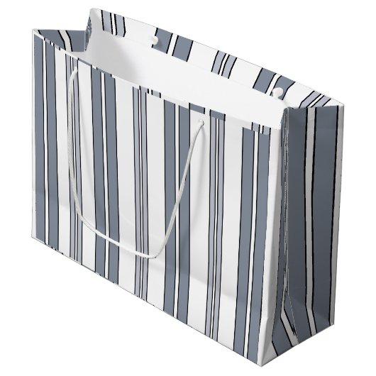 Grand Sac Cadeau Rayures grises (Devant Angle)