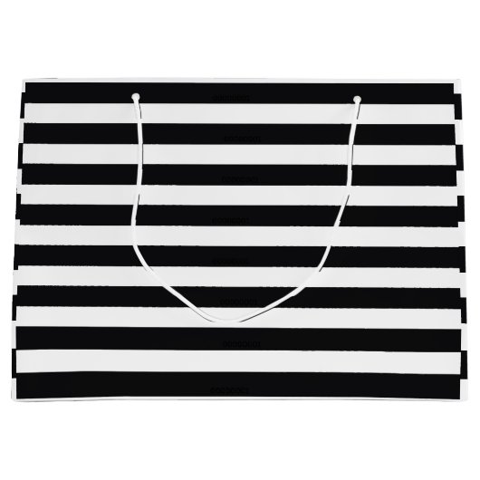Grand Sac Cadeau rayures noir et blanc (Devant)