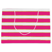 GRAND SAC CADEAU RAYURES OR BLANC ROSE (Devant)