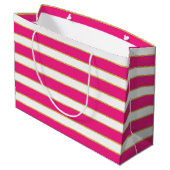 GRAND SAC CADEAU RAYURES OR BLANC ROSE (Dos Angle)