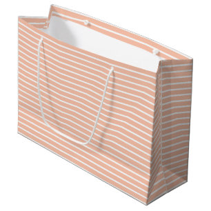 Grand Sac Cadeau Rayures pêche et blanc