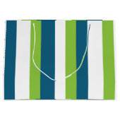 Grand Sac Cadeau Rayures verticales bleues blanches vertes (Devant)