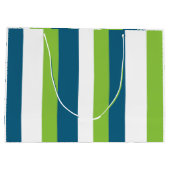 Grand Sac Cadeau Rayures verticales bleues blanches vertes (Dos)