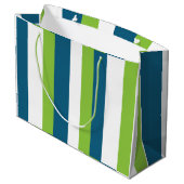 Grand Sac Cadeau Rayures verticales bleues blanches vertes (Dos Angle)
