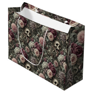 Grand Sac Cadeau Reaping in the Rose - Gothic Floral Skull