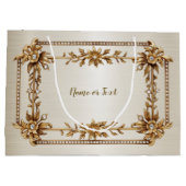 Grand Sac Cadeau Rectangle Orné de Fleurs en Diamant Doré Brillante (Dos)