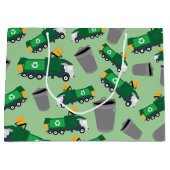 Grand Sac Cadeau Recyclage Motif de camions à ordures (Devant)