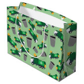 Grand Sac Cadeau Recyclage Motif de camions à ordures (Dos Angle)