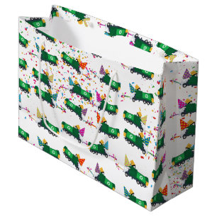 Grand Sac Cadeau Recyclage Motif de la fête des camions à ordures
