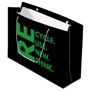 Grand Sac Cadeau Recycler Réutiliser Renouveler Repenser Jour de la