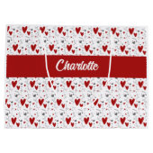 Grand Sac Cadeau Red and Black Hearts Custom Monogram Name (Dos)