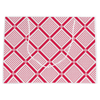 Grand Sac Cadeau Red and white geometric checkered pattern retro
