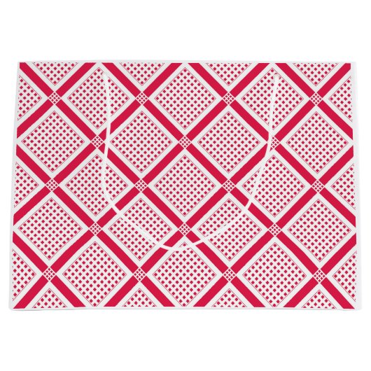 Grand Sac Cadeau Red and white geometric checkered pattern retro    (Devant)