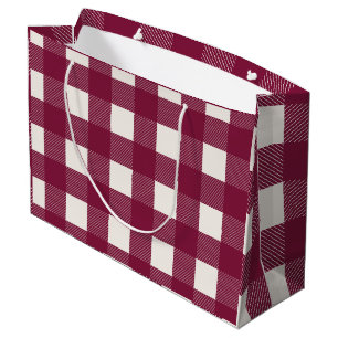 Grand Sac Cadeau Red Buffalo Check Plaid Girl mignonne minimaliste
