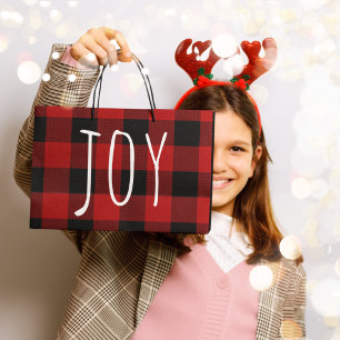 Grand Sac Cadeau Red Buffalo Plaid & Joy   Holiday