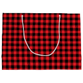 Grand Sac Cadeau Red Buffalo Plaid Merry Christmas Cute Bow Name (Dos)