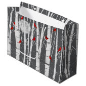 Grand Sac Cadeau Red Cardinals In Birch Trees In Moonlight (Devant Angle)