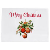 Grand Sac Cadeau Red Christmas Baubles avec Holly Festive (Dos)