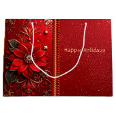 Grand Sac Cadeau Red Flower Holiday Gift Bag (Devant)