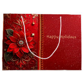 Grand Sac Cadeau Red Flower Holiday Gift Bag (Dos)