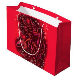 Grand Sac Cadeau Red Gift Bag Bull Courir À Starry Night