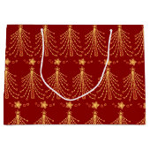Grand Sac Cadeau Red Gold Christmas Tree Lumières Élégant Motif (Devant)