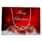 Grand Sac Cadeau Red & Gold Holly Baubles Joyeux Noël (Dos)