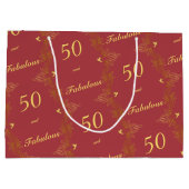Grand Sac Cadeau Red Gold moderne 50 Fabuleux anniversaire (Dos)