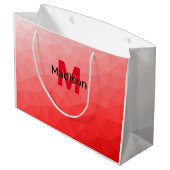 Grand Sac Cadeau Red gradient geometric mesh pattern Monogram (Dos Angle)