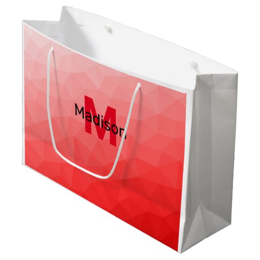 Grand Sac Cadeau Red gradient geometric mesh pattern Monogram (Devant Angle)