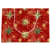Grand Sac Cadeau Red Green Gold Stars Christmas (Devant)