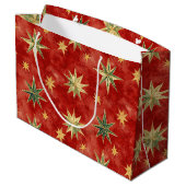 Grand Sac Cadeau Red Green Gold Stars Christmas (Dos Angle)