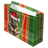 Grand Sac Cadeau Red Green Plaid German Shepherd Dog Lover Holiday (Devant Angle)