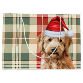 Grand Sac Cadeau Red Green Plaid Goldendoodle Amoureux des chiens H (Dos)