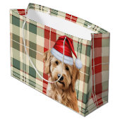 Grand Sac Cadeau Red Green Plaid Goldendoodle Amoureux des chiens H (Dos Angle)