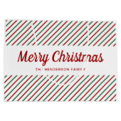 Grand Sac Cadeau Red Green White Stripes Joyeux Noël (Dos)