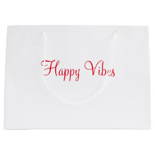 Grand Sac Cadeau Red happy vibes vacances simple minimum calligraph