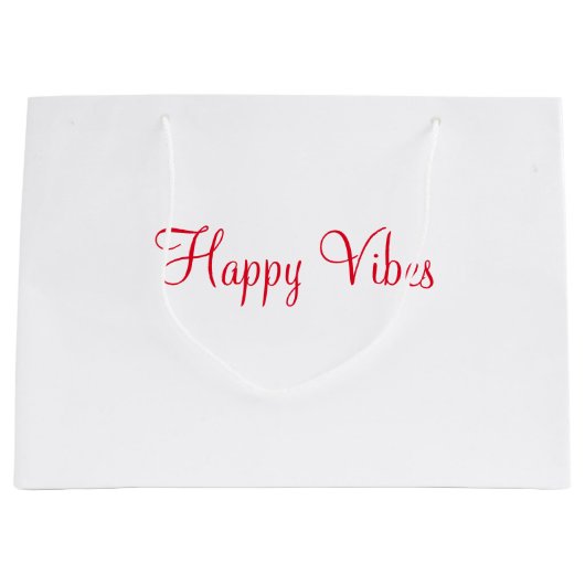 Grand Sac Cadeau Red happy vibes vacances simple minimum calligraph (Devant)