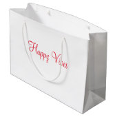 Grand Sac Cadeau Red happy vibes vacances simple minimum calligraph (Dos Angle)