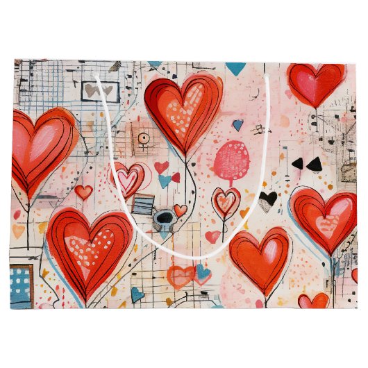 Grand Sac Cadeau Red Hearts Whimsical Love Motif (Dos)