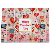 Grand Sac Cadeau Red Hearts Whimsical Love Motif Saint Valentin (Devant)