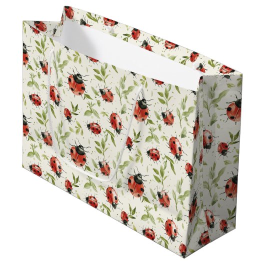 Grand Sac Cadeau Red Ladybugs Birthday (Devant Angle)