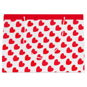 Grand Sac Cadeau Red Love Heart Motif en blanc (Devant)