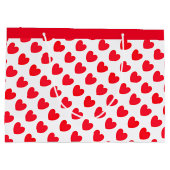 Grand Sac Cadeau Red Love Heart Motif en blanc (Dos)