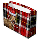 Grand Sac Cadeau Red Plaid Airedale Terrier Dog Holiday (Dos Angle)