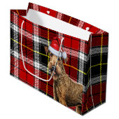 Grand Sac Cadeau Red Plaid Airedale Terrier Dog Holiday (Devant Angle)