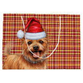 Grand Sac Cadeau Red Plaid Australian Terrier Dog Holiday (Dos)