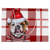 Grand Sac Cadeau Red Plaid Bulldog Lover Holiday (Dos)