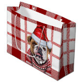 Grand Sac Cadeau Red Plaid Bulldog Lover Holiday (Devant Angle)