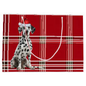 Grand Sac Cadeau Red Plaid Dalmatian Dog Lover Holiday (Dos)